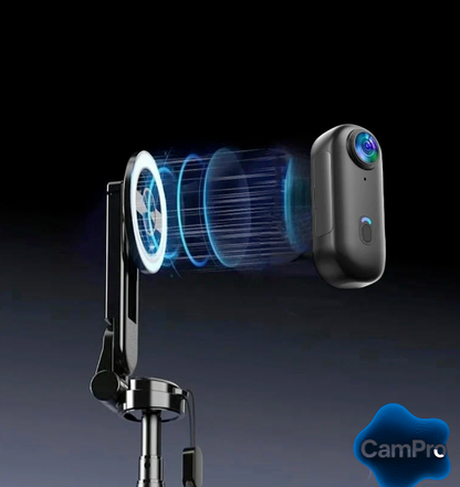 Caméra CamPro montrant le système d’aimantation magnétique avec effets visuels